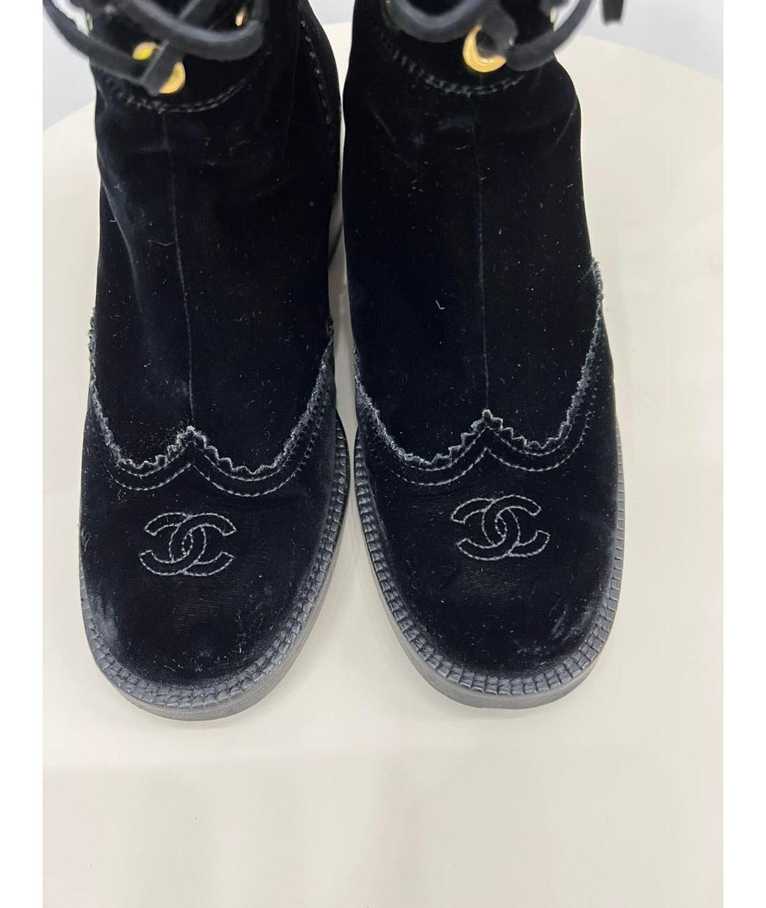 CHANEL Черные бархатные сапоги, фото 7