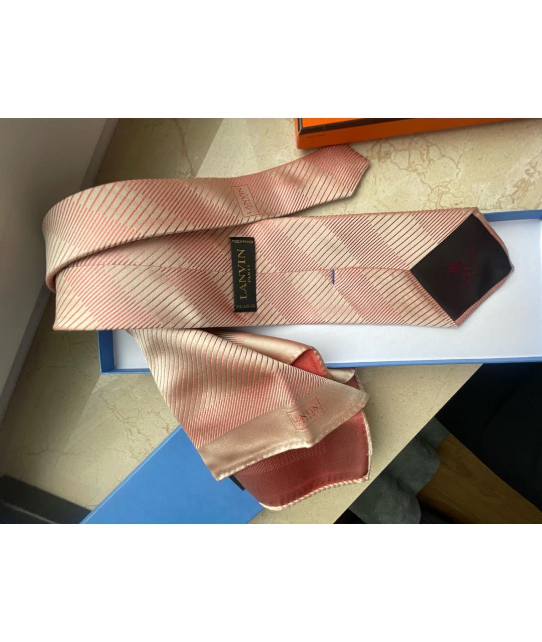 LANVIN Бежевый шелковый галстук, фото 2