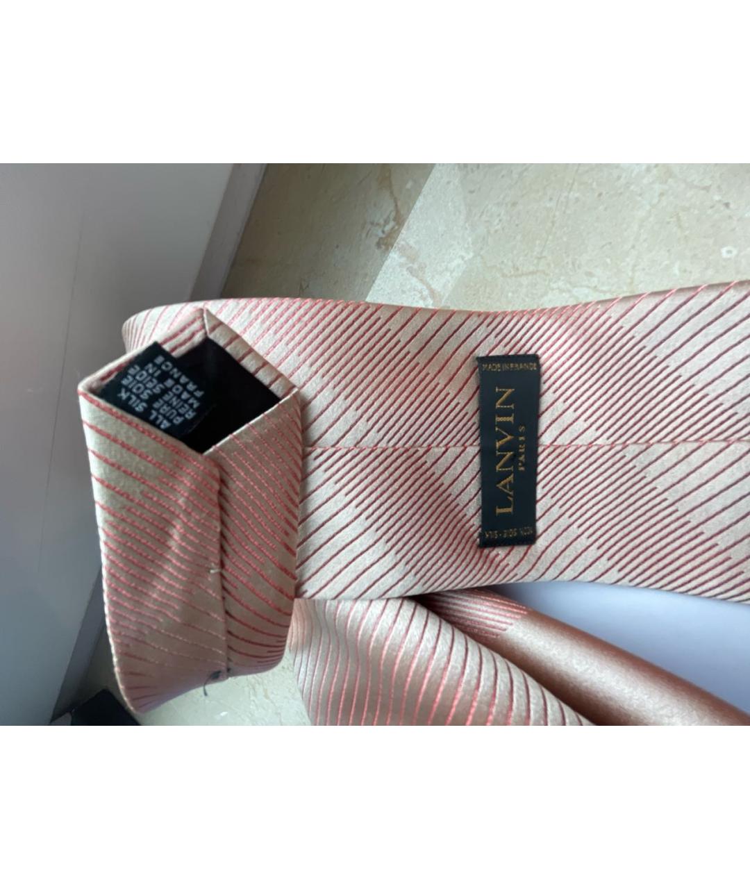LANVIN Бежевый шелковый галстук, фото 3