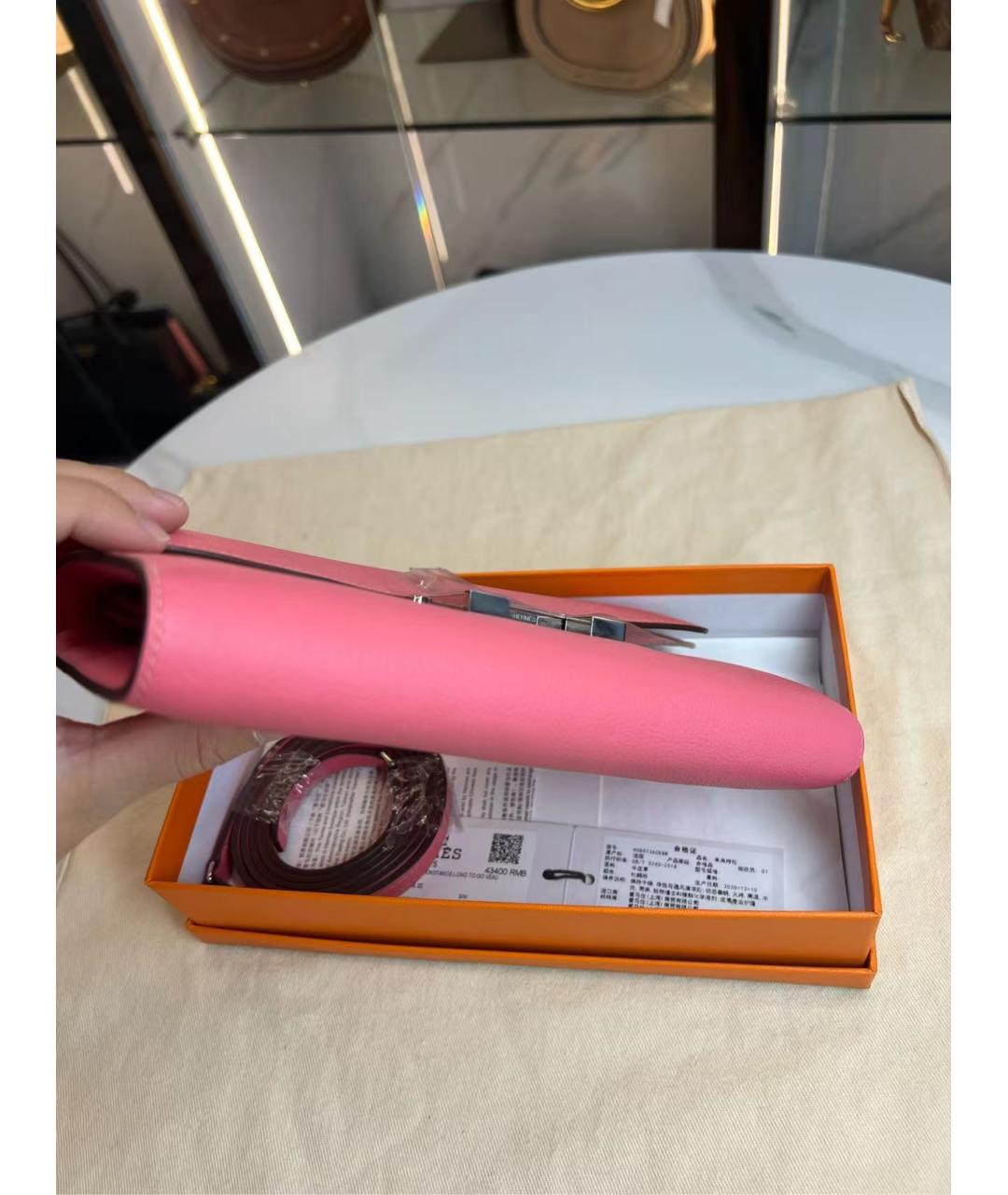 HERMES Розовая кожаная сумка через плечо, фото 3