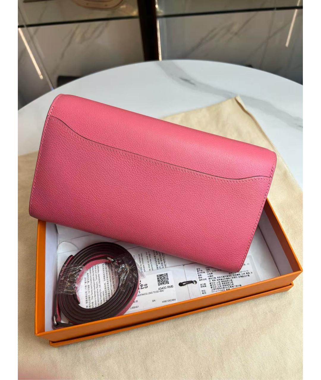 HERMES Розовая кожаная сумка через плечо, фото 2