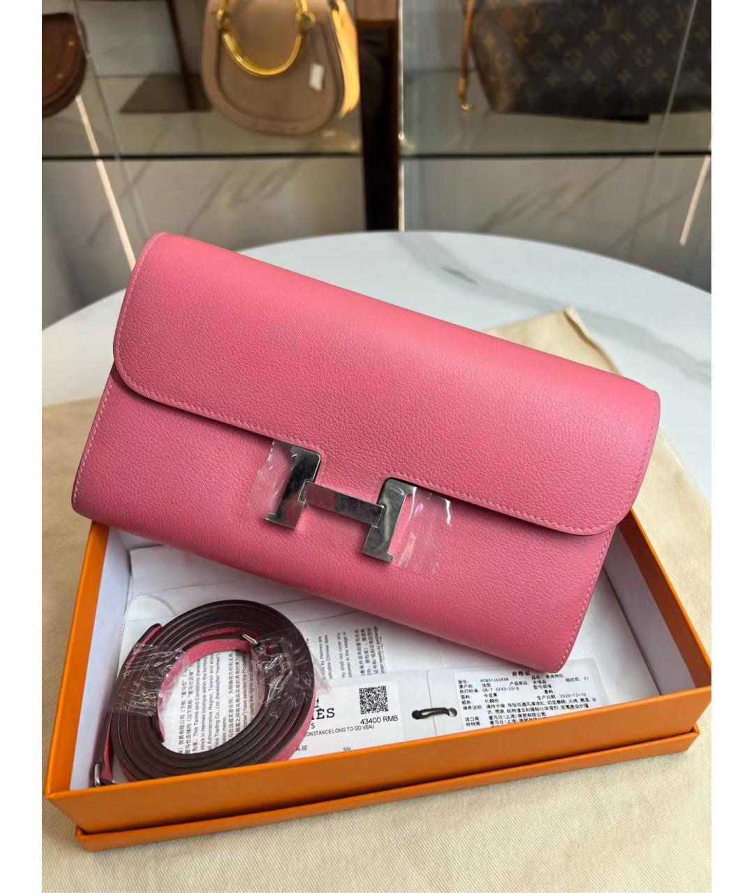 HERMES Розовая кожаная сумка через плечо, фото 6
