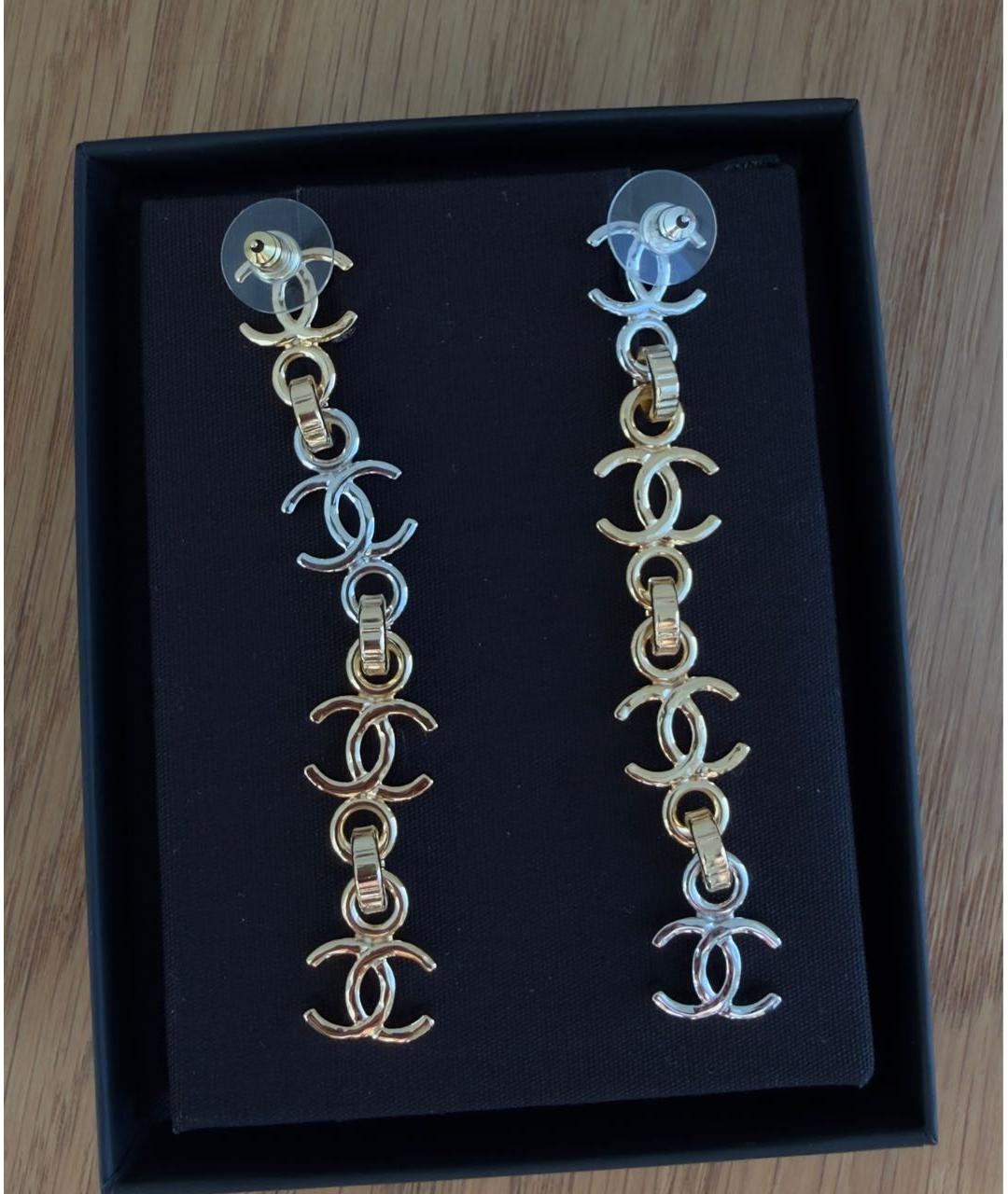 CHANEL Золотые металлические серьги, фото 2