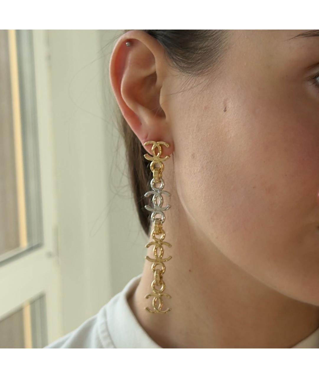 CHANEL Золотые металлические серьги, фото 4