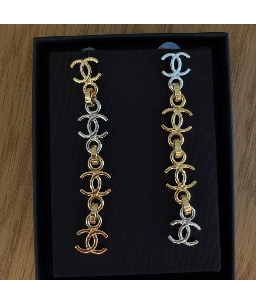 CHANEL Золотые металлические серьги, фото 5