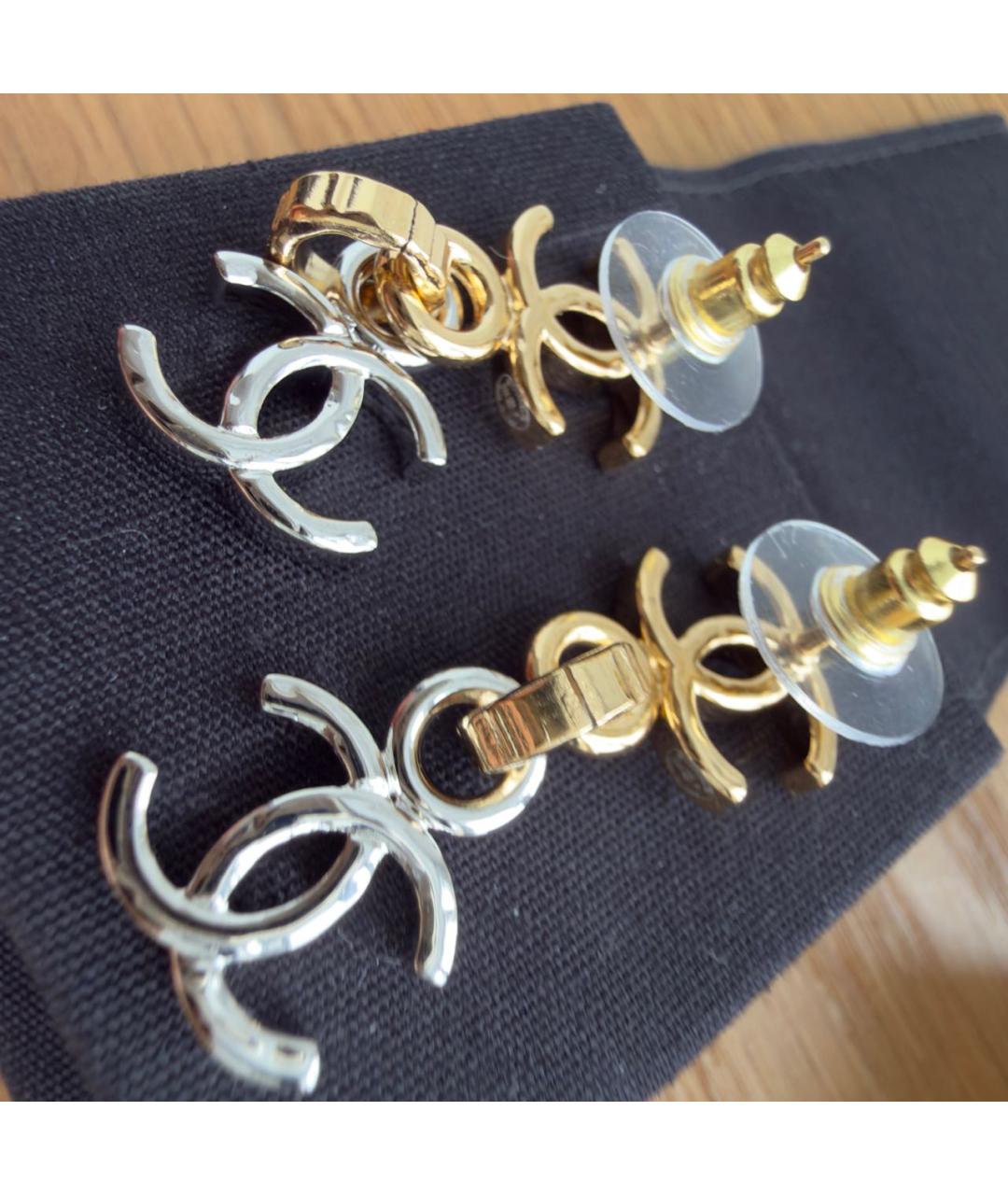 CHANEL Золотые металлические серьги, фото 3