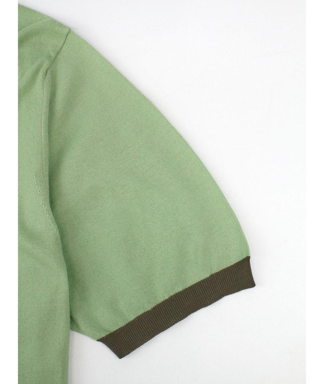 KITON Зеленые хлопковое поло с коротким рукавом, фото 8