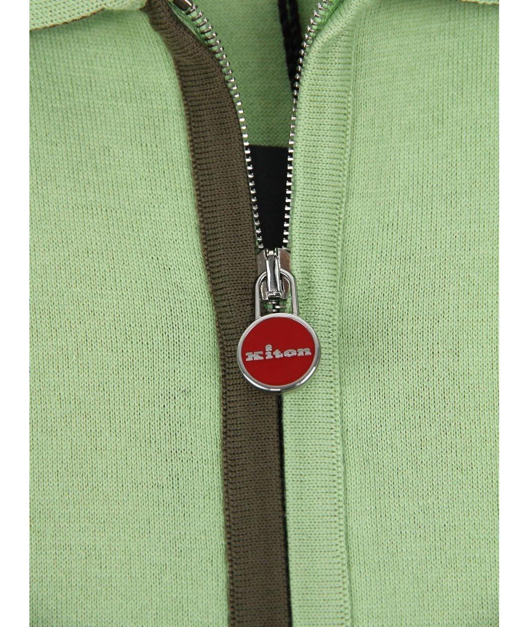 KITON Зеленые хлопковое поло с коротким рукавом, фото 4
