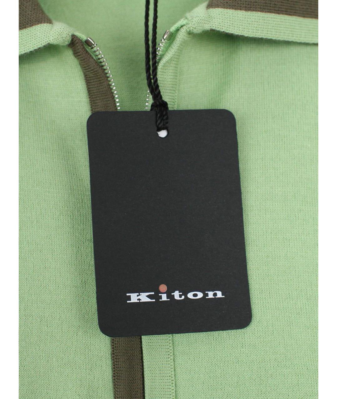 KITON Зеленые хлопковое поло с коротким рукавом, фото 3