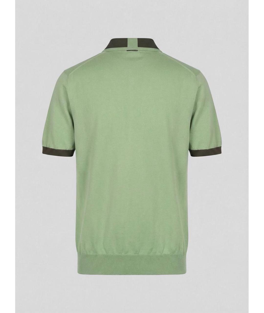 KITON Зеленые хлопковое поло с коротким рукавом, фото 2