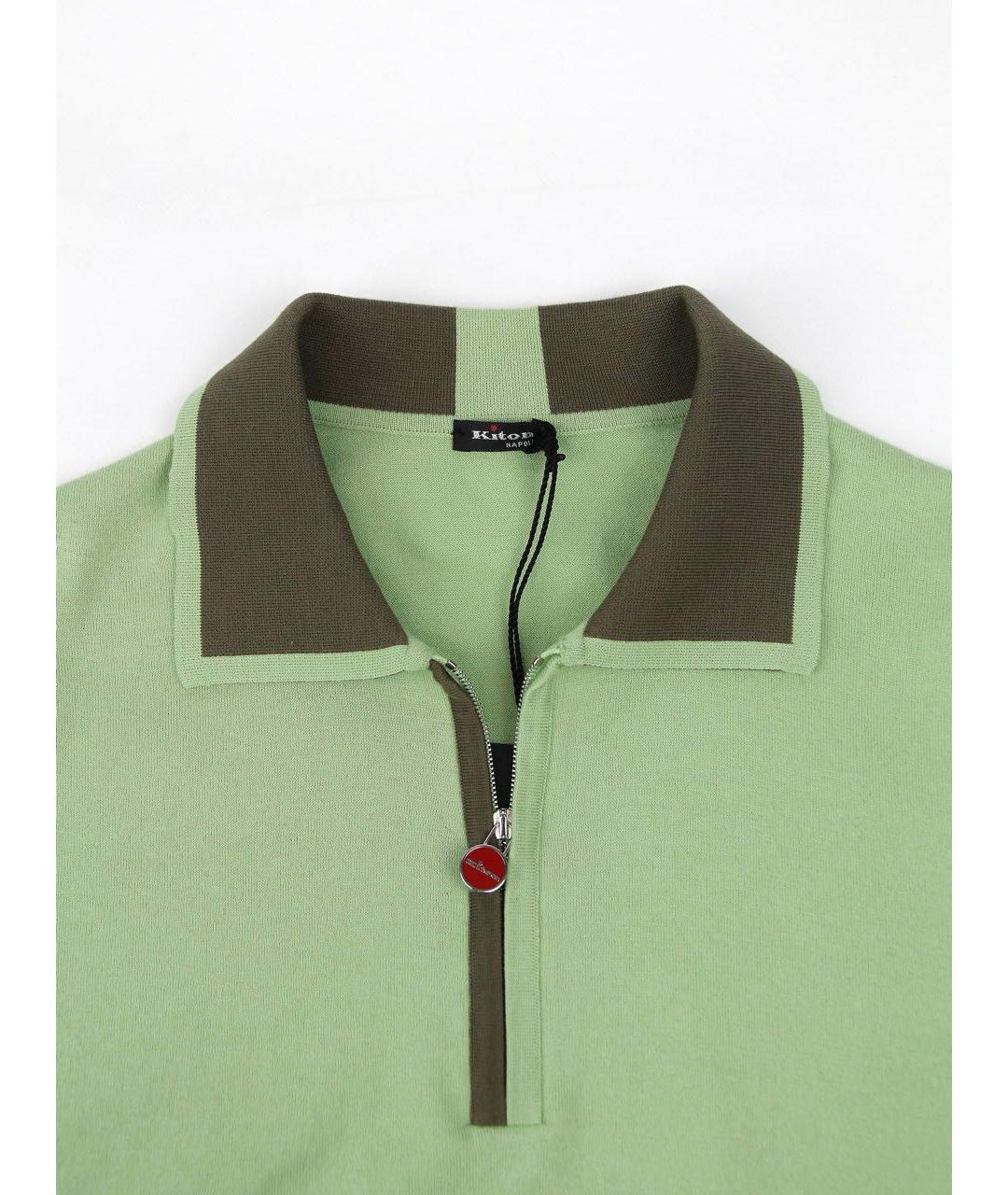 KITON Зеленые хлопковое поло с коротким рукавом, фото 5