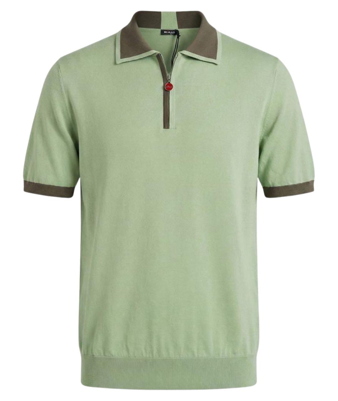 KITON Зеленые хлопковое поло с коротким рукавом, фото 1