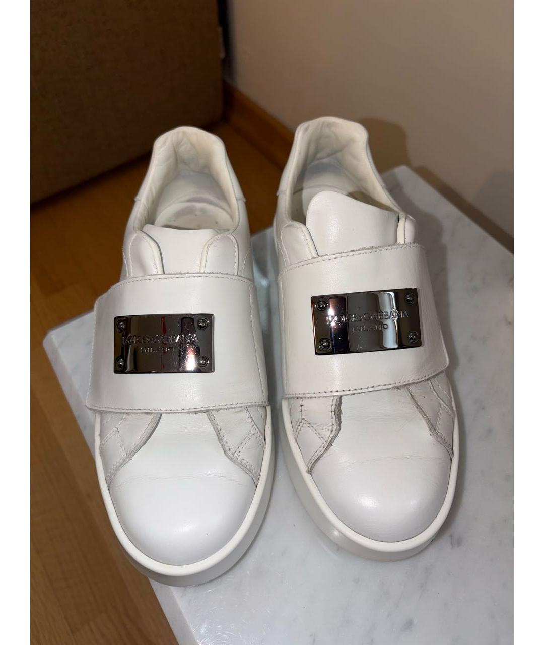 DOLCE & GABBANA KIDS Белые кожаные кеды, фото 2