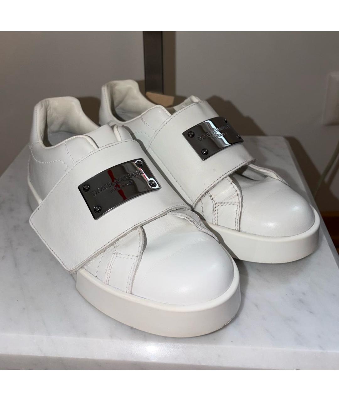 DOLCE & GABBANA KIDS Белые кожаные кеды, фото 6