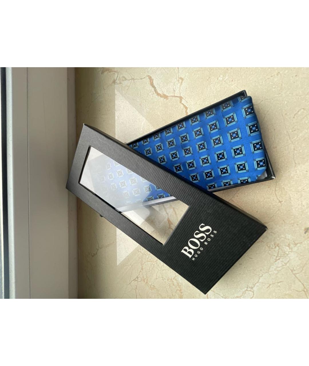 HUGO BOSS Синий шелковый галстук, фото 5