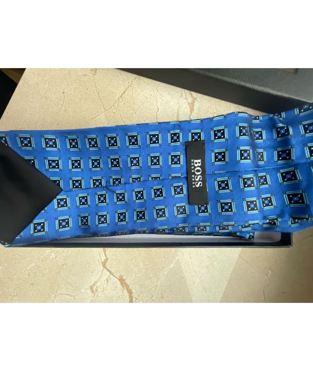 HUGO BOSS Синий шелковый галстук, фото 6