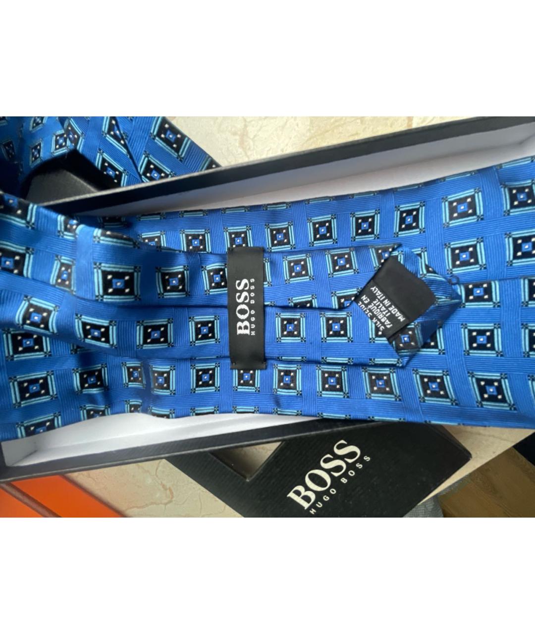 HUGO BOSS Синий шелковый галстук, фото 3