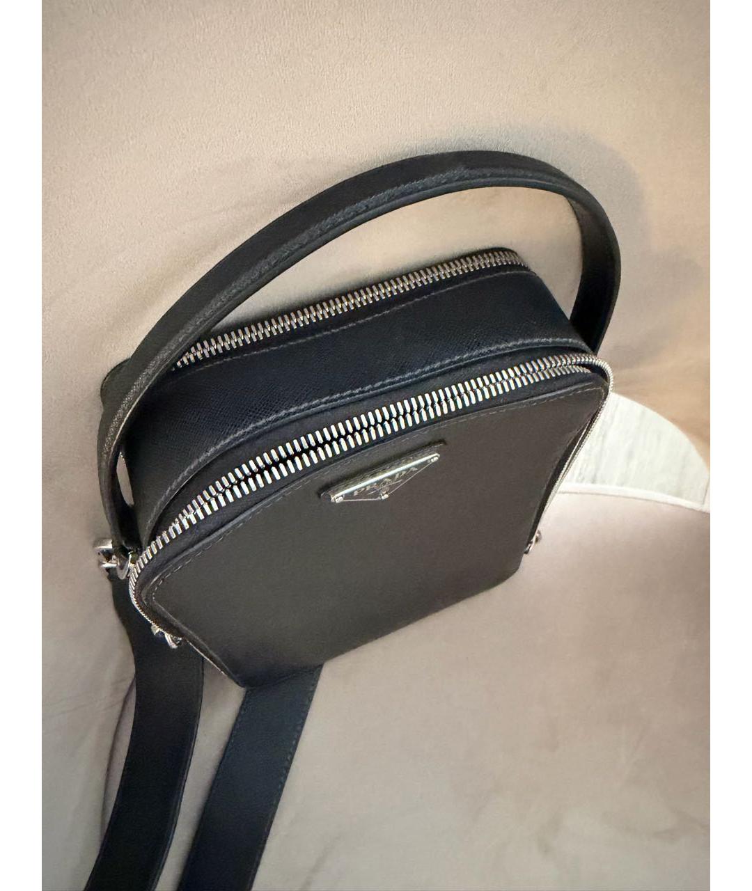 PRADA Черная кожаная барсетка, фото 4