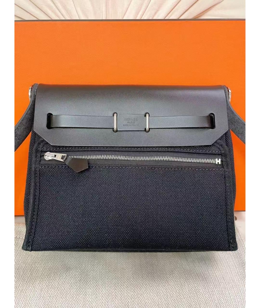 HERMES Черная тканевая сумка через плечо, фото 2