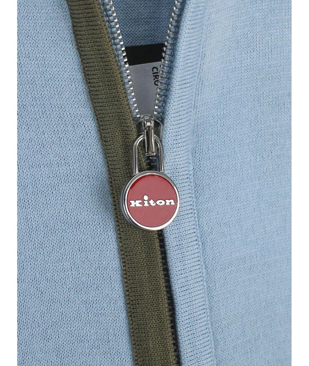 KITON Голубое хлопковое поло с коротким рукавом, фото 8