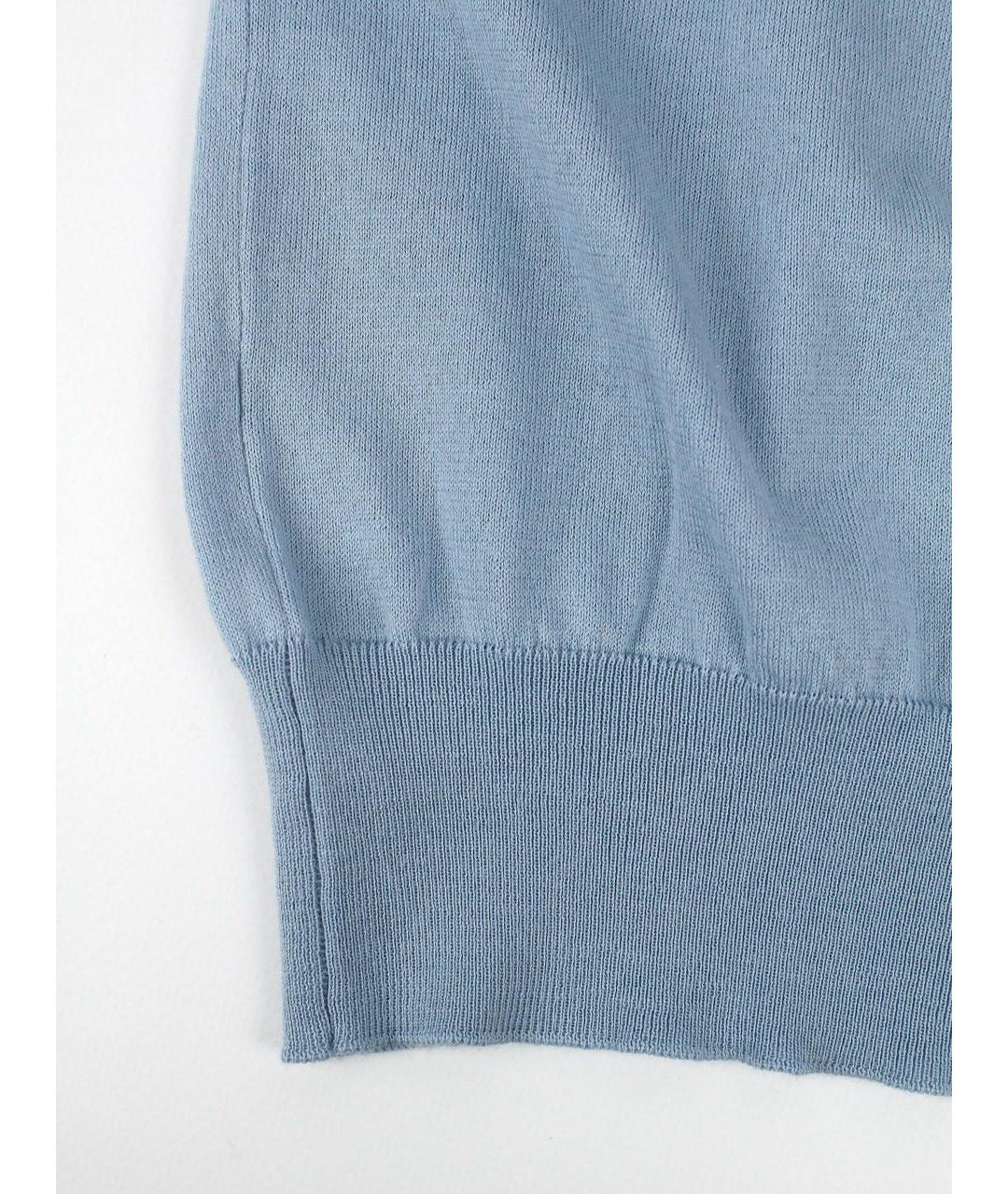 KITON Голубое хлопковое поло с коротким рукавом, фото 6