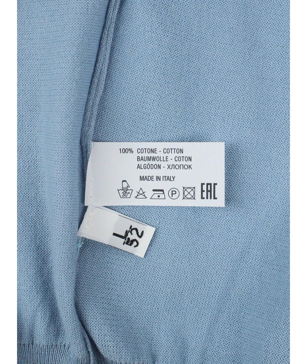 KITON Голубое хлопковое поло с коротким рукавом, фото 5