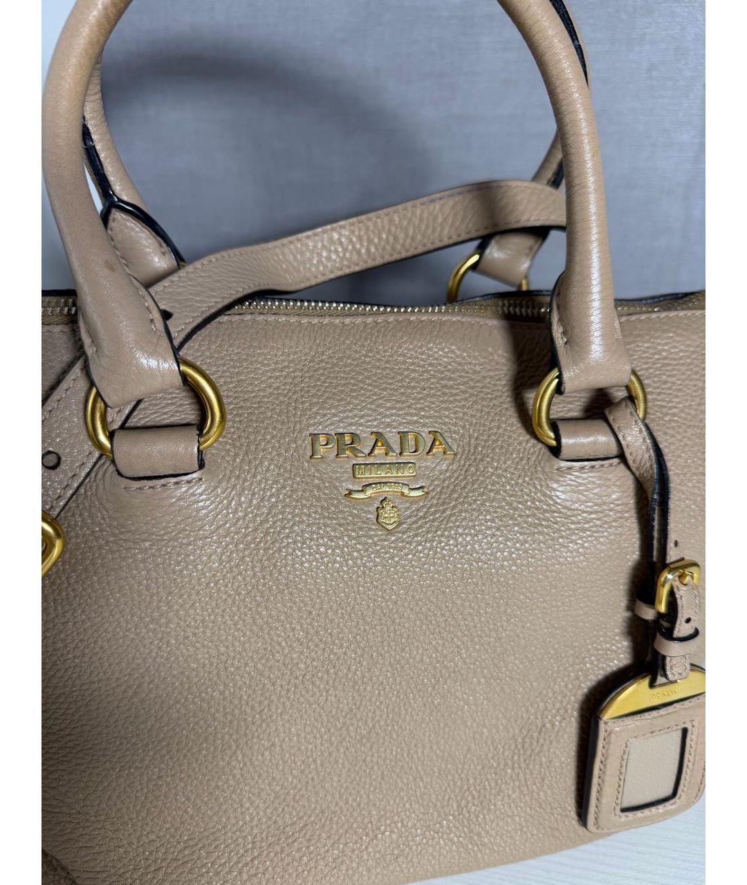 PRADA Бежевая кожаная сумка тоут, фото 5