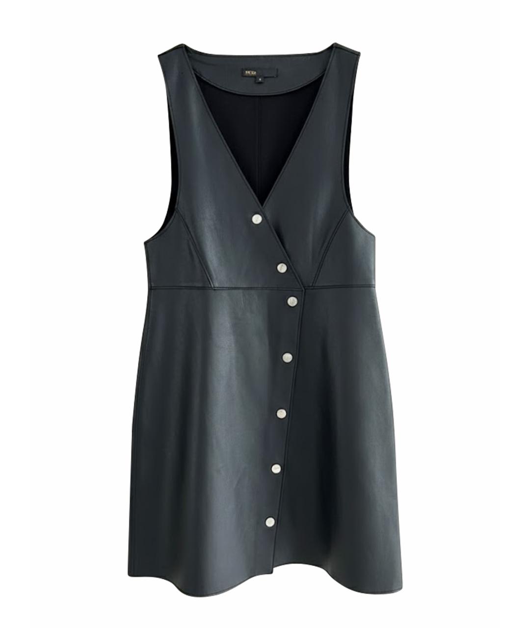 MAJE Черный кожаный сарафан, фото 1