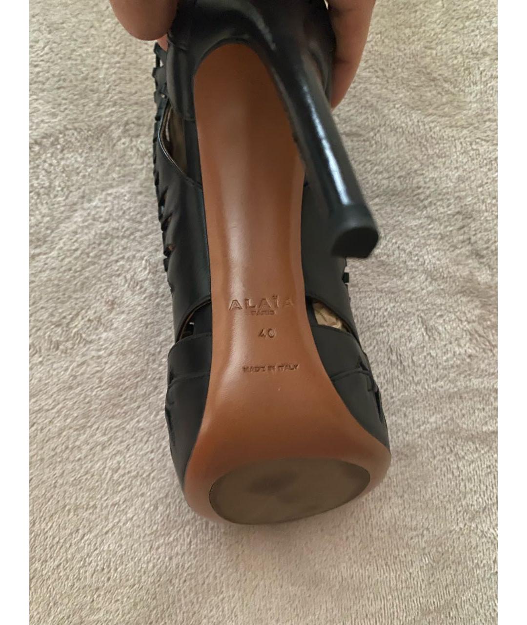 ALAIA Черные кожаные босоножки, фото 8