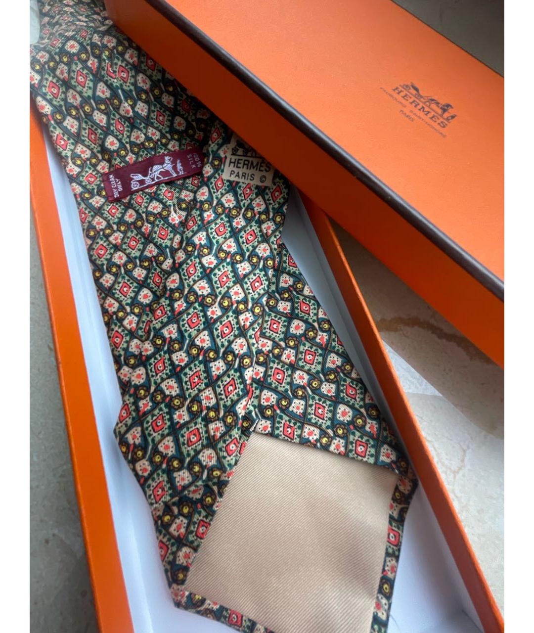 HERMES Мульти шелковый галстук, фото 5
