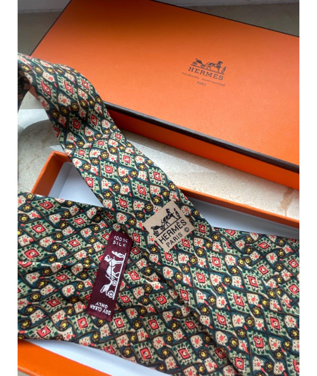 HERMES Мульти шелковый галстук, фото 4