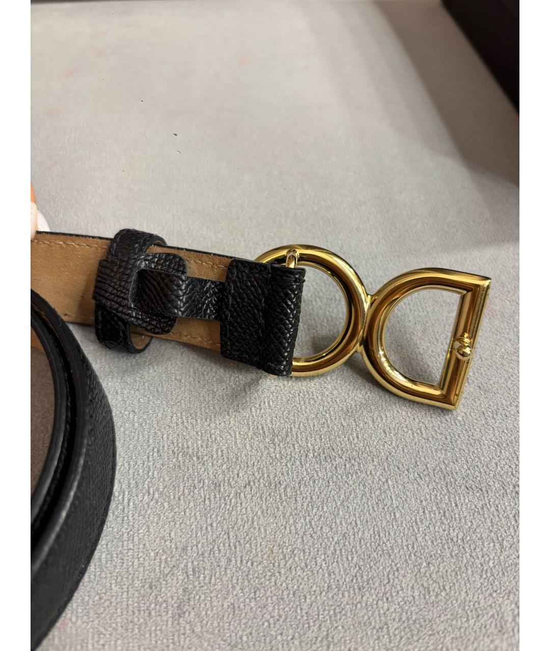 DOLCE&GABBANA Черный кожаный ремень, фото 2