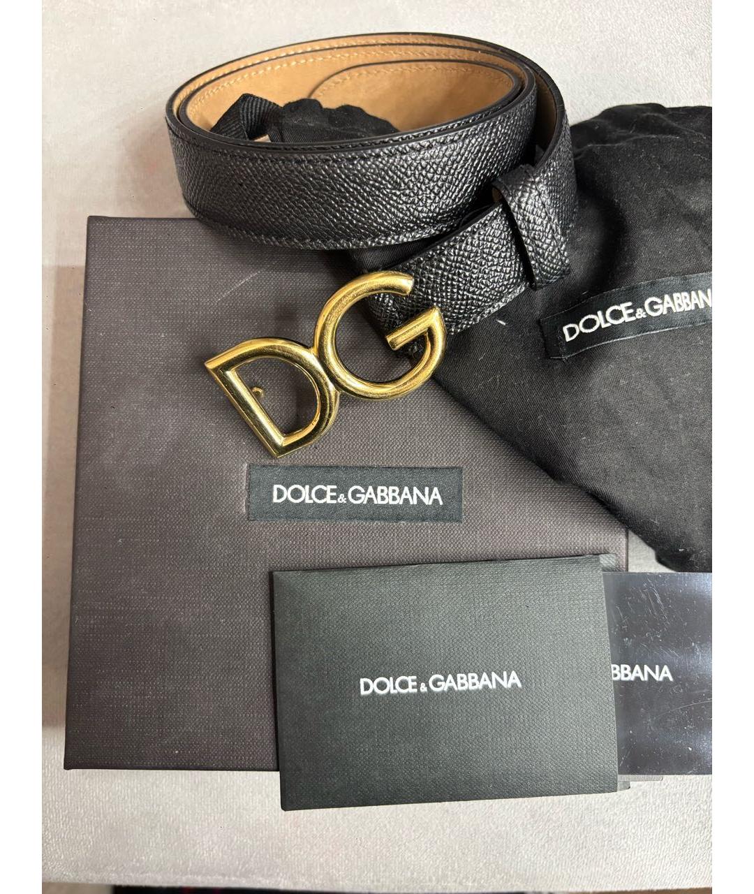 DOLCE&GABBANA Черный кожаный ремень, фото 4