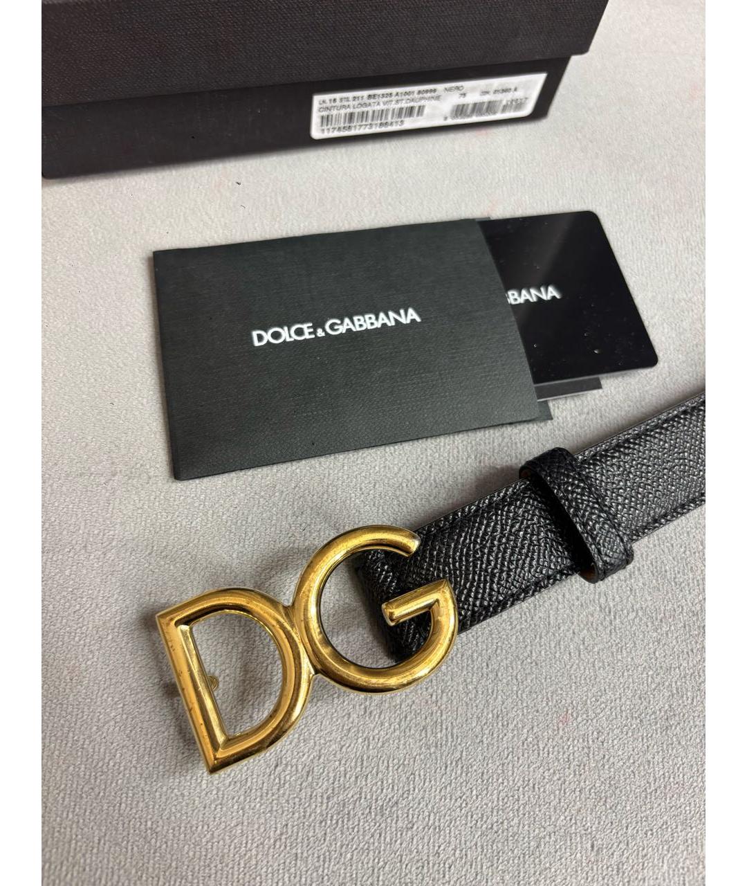DOLCE&GABBANA Черный кожаный ремень, фото 5