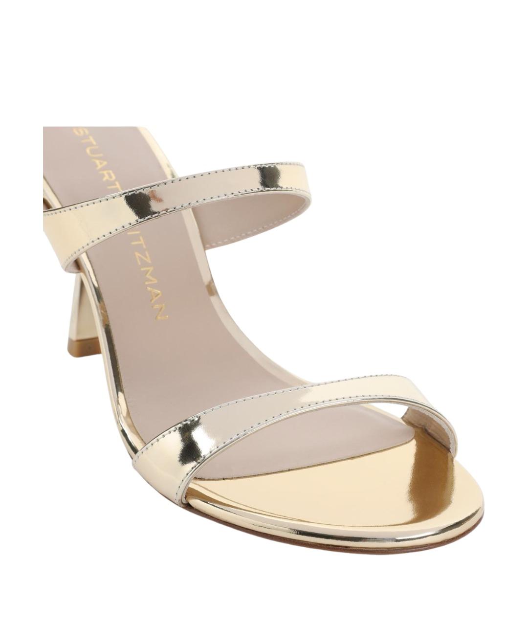 STUART WEITZMAN Золотые кожаные мюли, фото 4
