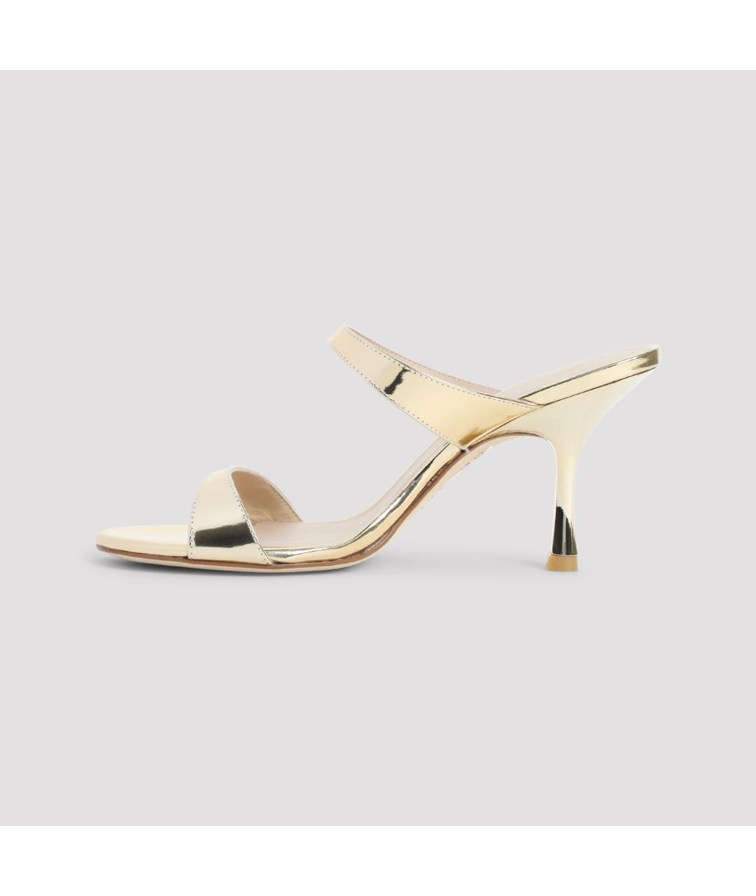 STUART WEITZMAN Золотые кожаные мюли, фото 2