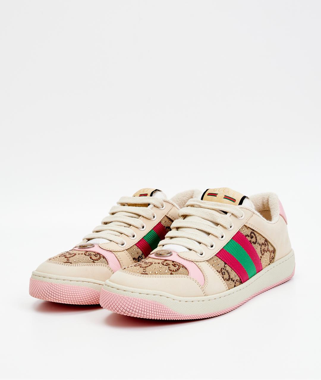 GUCCI Бежевые кожаные кроссовки, фото 2