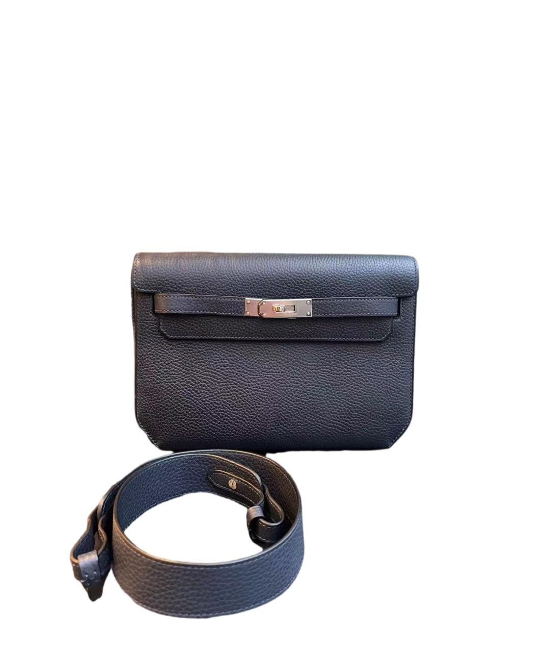 HERMES Черная кожаная сумка через плечо, фото 1