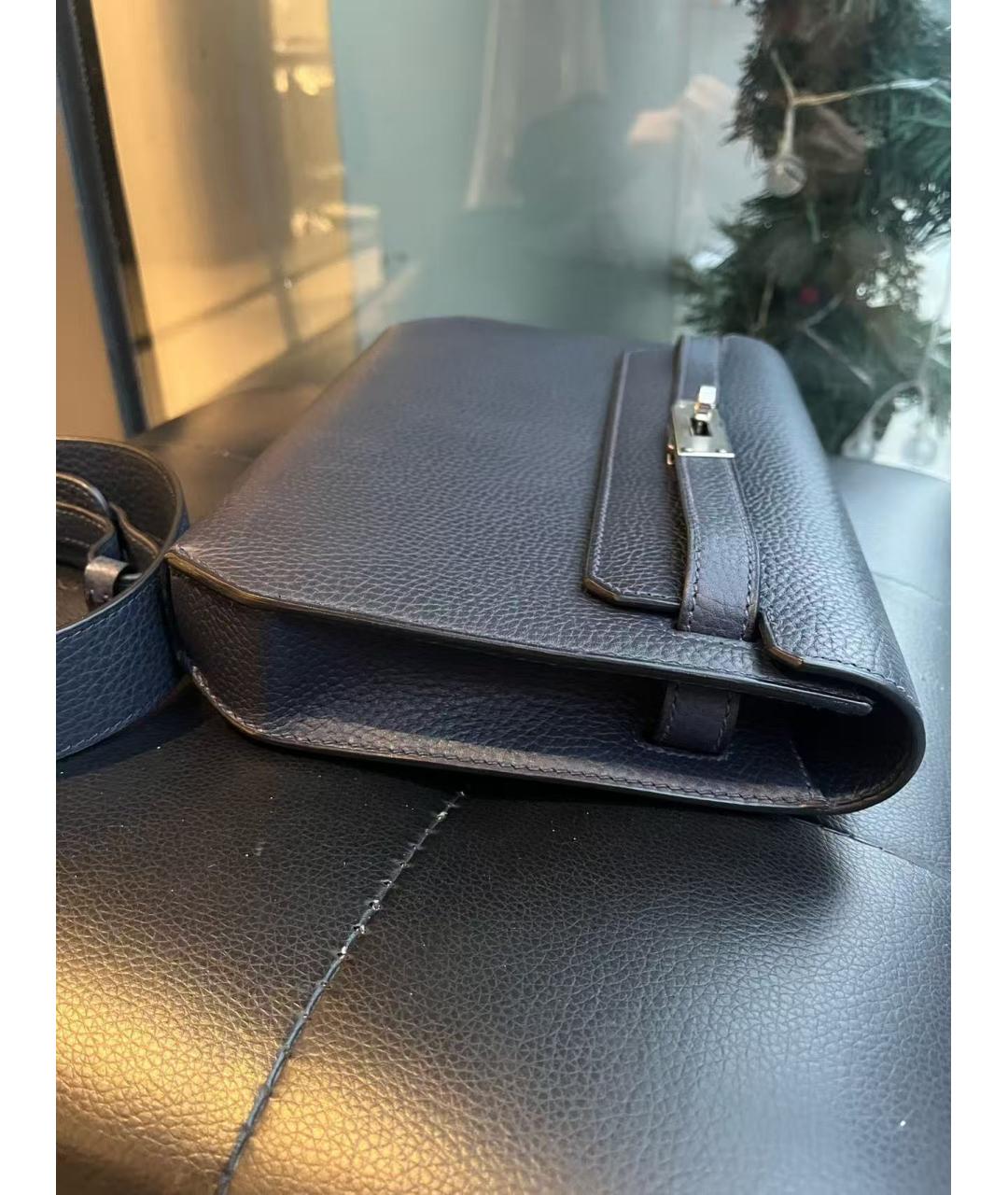 HERMES Черная кожаная сумка через плечо, фото 4