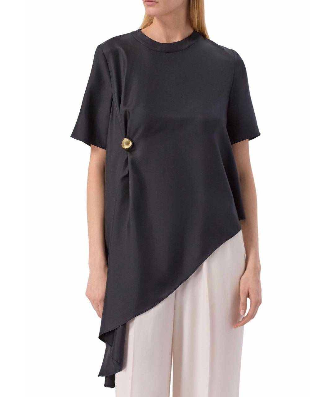 LOULOU DE SAISON Черная шелковая блузы, фото 3