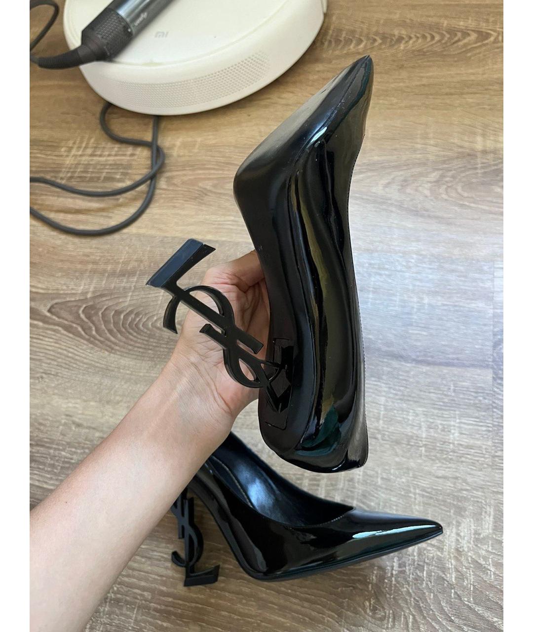 SAINT LAURENT Черные туфли из лакированной кожи, фото 9