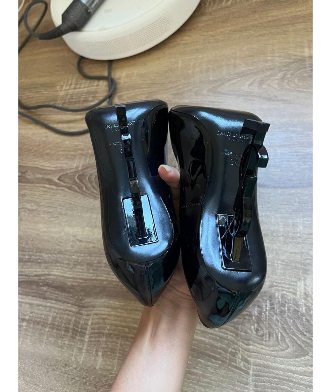 SAINT LAURENT Черные туфли из лакированной кожи, фото 4