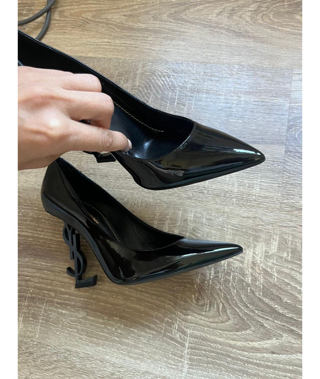 SAINT LAURENT Черные туфли из лакированной кожи, фото 10