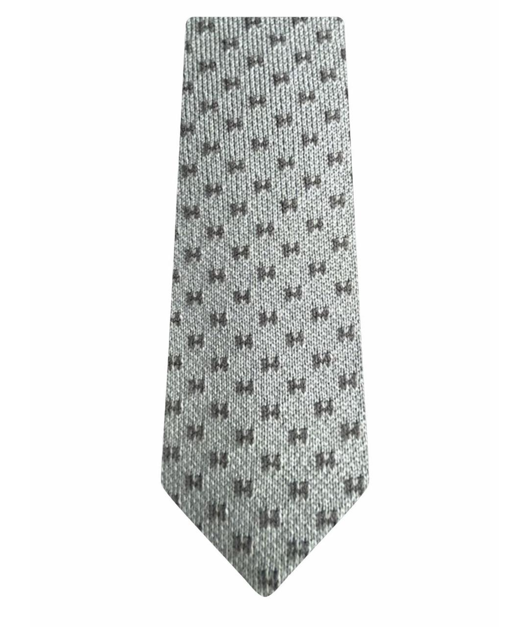 HERMES Бежевый шелковый галстук, фото 1