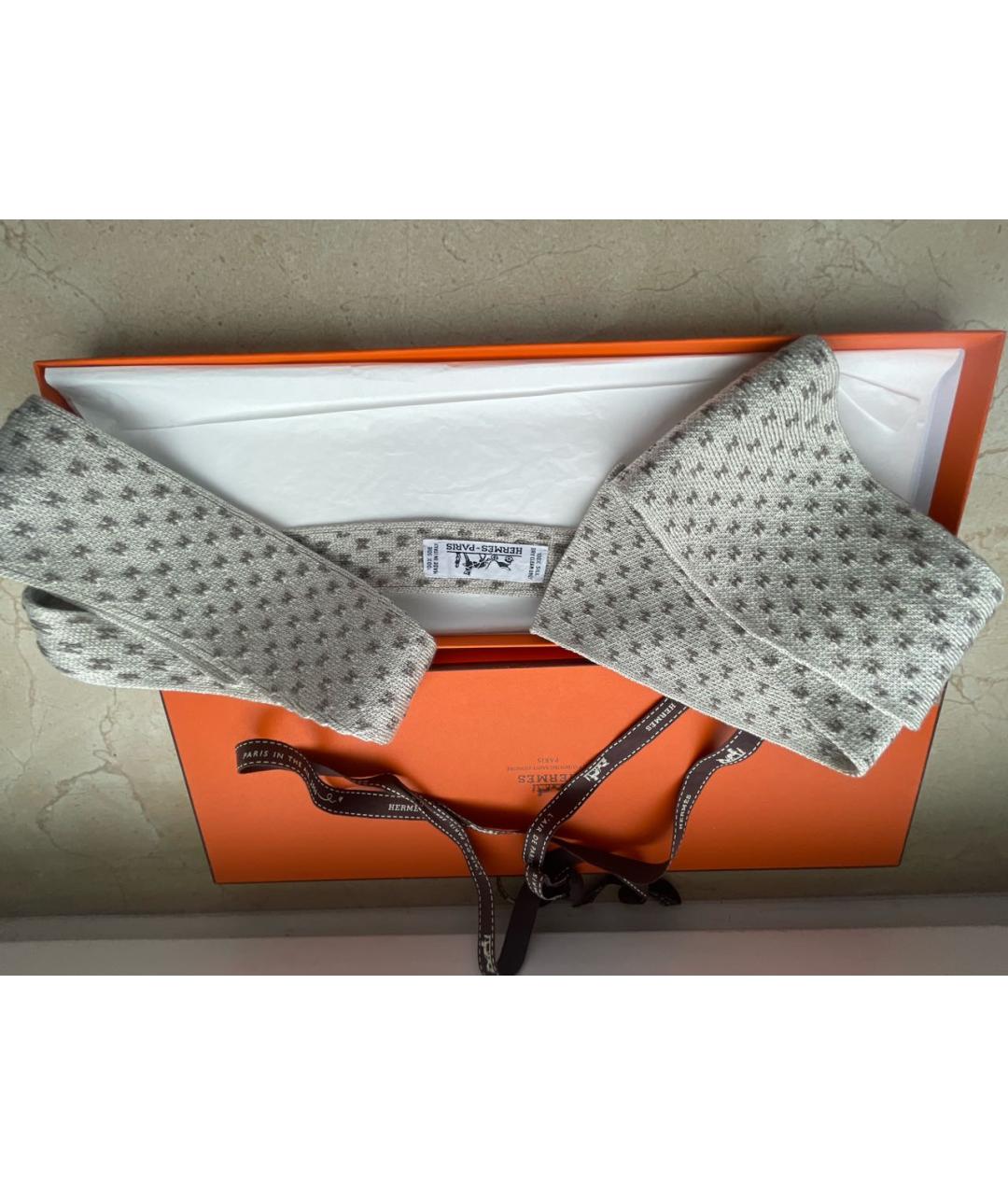 HERMES Бежевый шелковый галстук, фото 2