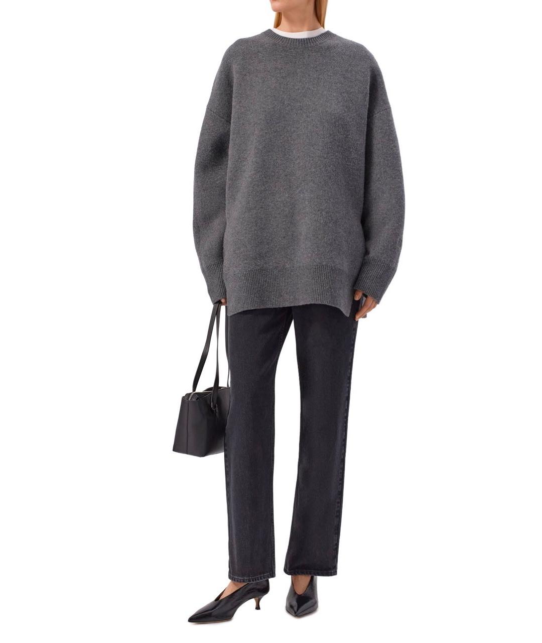 LOULOU DE SAISON Серебряные хлопковые прямые джинсы, фото 2