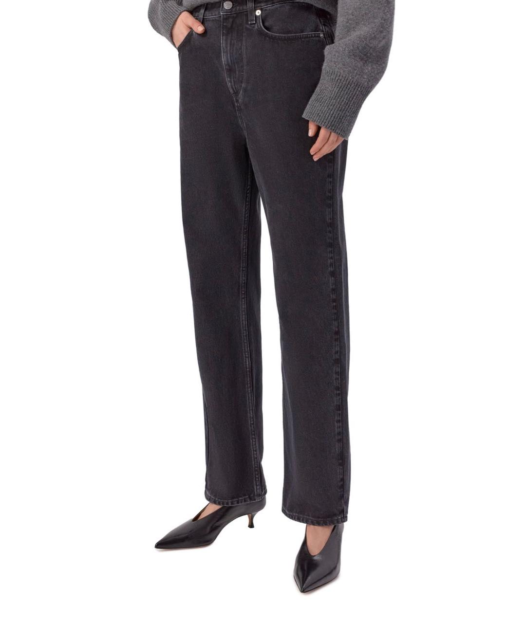 LOULOU DE SAISON Серебряные хлопковые прямые джинсы, фото 3