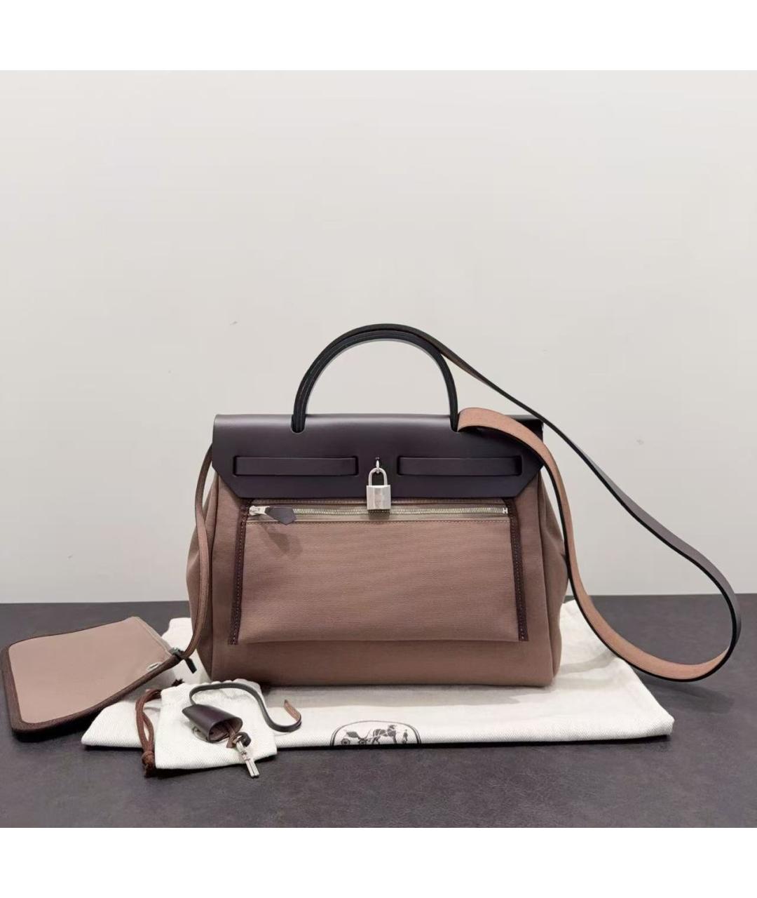 HERMES Коричневая тканевая сумка через плечо, фото 2