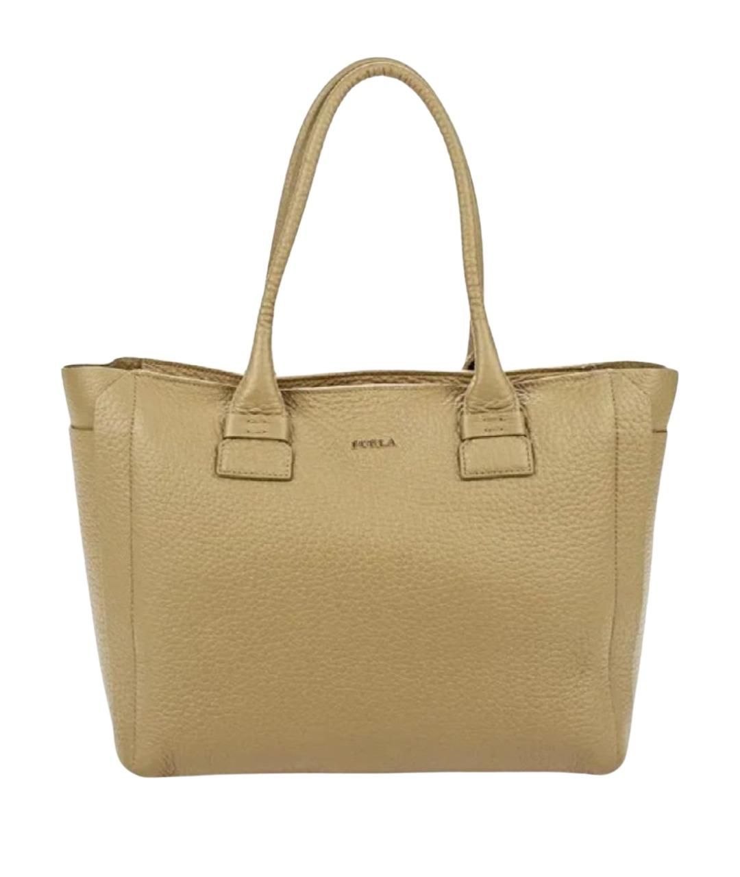 FURLA Бежевая кожаная сумка тоут, фото 1