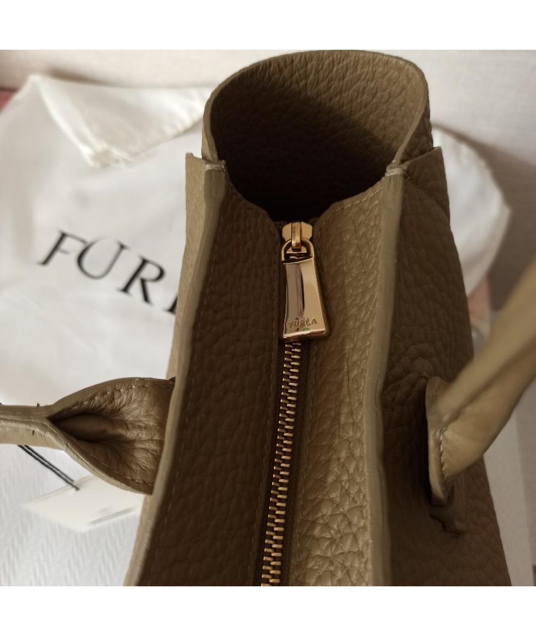 FURLA Бежевая кожаная сумка тоут, фото 9